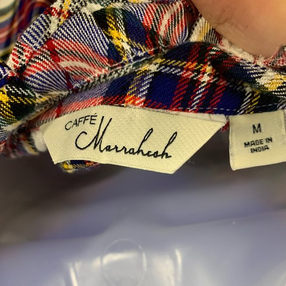 Caffe Marrahesh Women's Plaid Red Blue Shirt M NWT - Picture 4 of 4